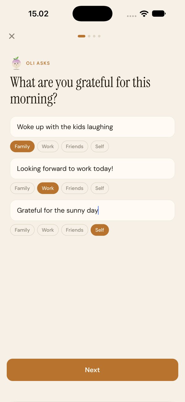 The morning entry: what are you grateful for this morning, with three answers